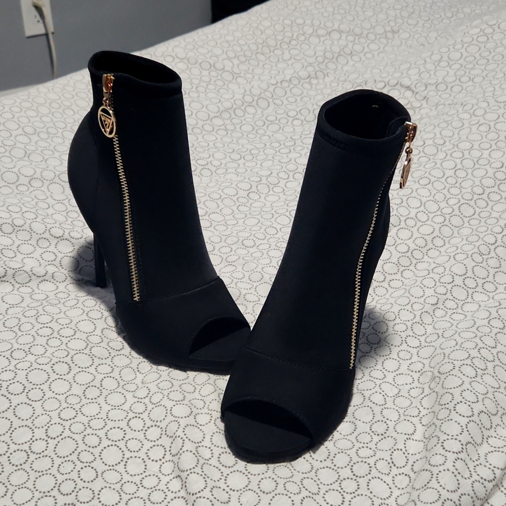 Guess stiletto peep toe heels/booties